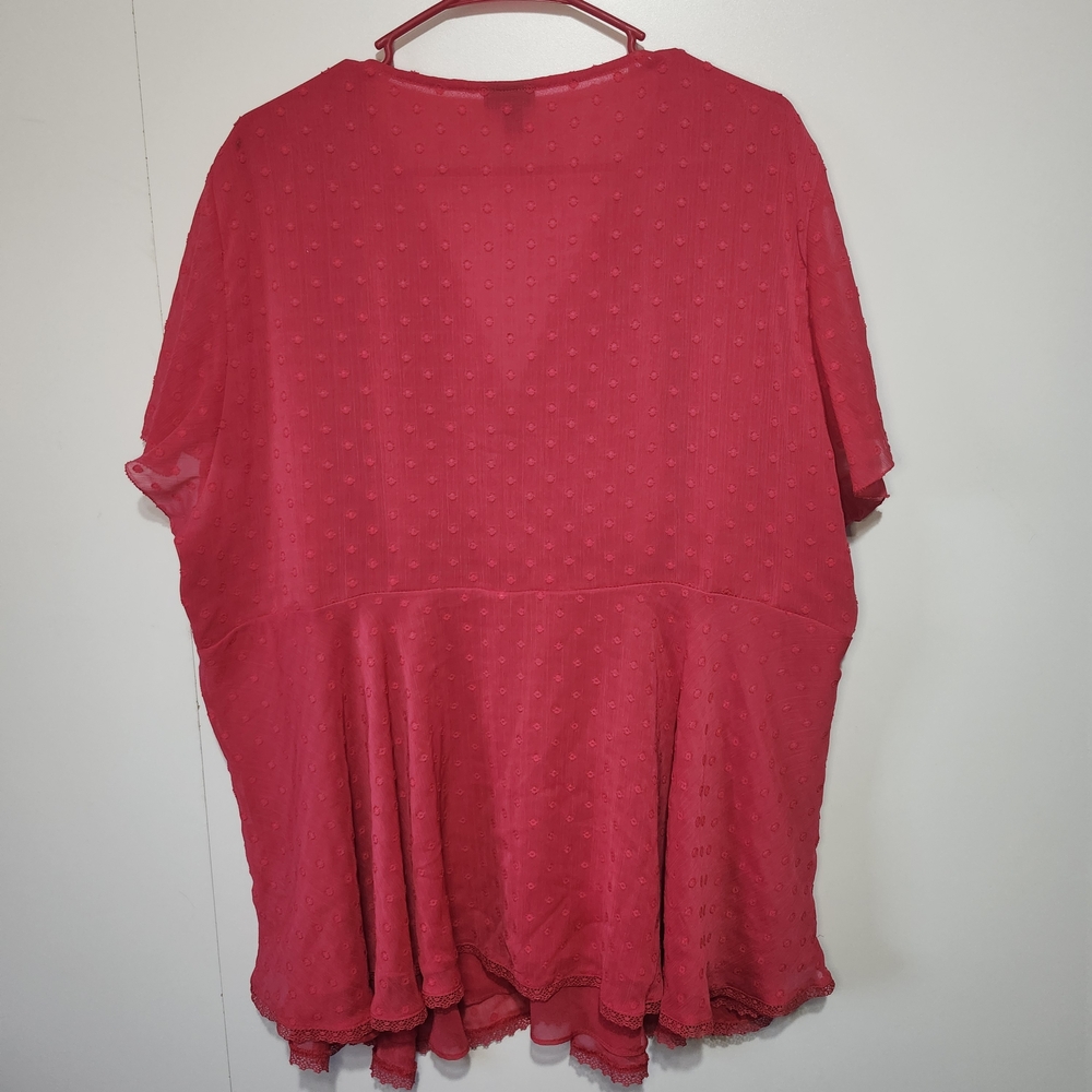 Torrid women's 3X Peplum Red blouse Flowy - Picture 5 of 11